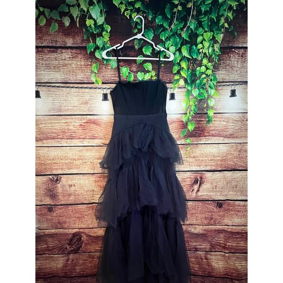 Betsy & Adam Jasmine Spaghetti Strap Mesh Corset Gown Maxi Dress BLUE Sz 6 NWOT - Picture 1 of 6